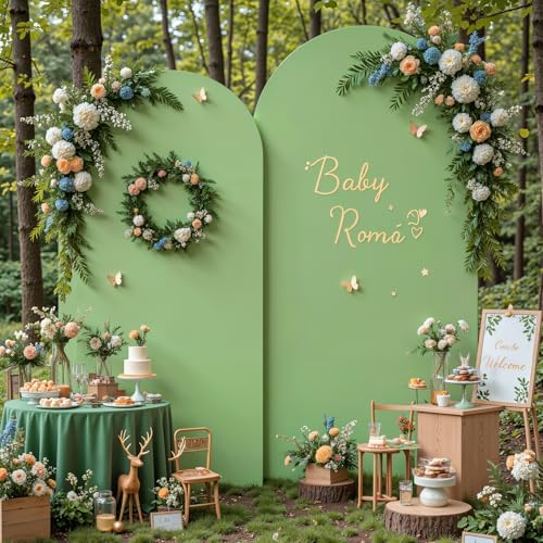 Sage Green Arch Backdrop Cover 7.2FT 6FT Wedding Arch Covers Spandex Fitted Fabric Backdrop Curtains Double-Layer Wrinkle Free Arch Covers Stretchy Backdrop for Party Baby Shower Birthday Decoration by Tao-GePartyDecorations