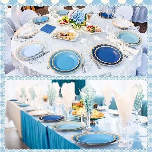 Zhehao 150 Pcs Blue Paper Plates Napkins Serves 50 - Image 6