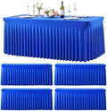 4 Pack 6ft Royal Blue Spandex Table Cloths for Rectangle Tables Wrinkle Free Rectangle Tablecloths, Stretch Fitted Table Cover with Skirt for Birthday Party Wedding Banquet Baby Shower Buffet Event by Suppromo