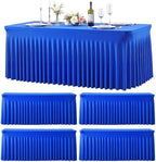 4 Pack 6ft Royal Blue Spandex Table Cloths for Rectangle Tables Wrinkle Free Rectangle Tablecloths, Stretch Fitted Table Cover with Skirt for Birthday Party Wedding Banquet Baby Shower Buffet Event by Suppromo