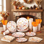 Funnymoom 400 Pcs Fall Floral Party Supplies for 50 Guests Wildflower Paper Plates and Napkins Cups Disposable Harvest Tableware Set for Autumn Birthday Thanksgiving Wedding Baby Shower Party Favor - Image 4