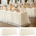 2 Pack Ivory Tablecloth for 6 Foot Rectangle Tables with Tulle Table Skirt by PartyTalk