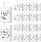 PerKoop 60 Pack Thank You Paper Gift Bags, Eucalyptus Leaf, White, Green by PerKoop