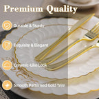 Lullaby 140PCS Ivory Scalloped Plastic Plates Set for Party (20 Guests) - Image 4