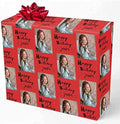 MyPupSocks Custom Picture Wrapping Paper, Happy Birthday with Name Photo Red Personalized Gift Wrap Paper Funny Wrapping Paper Roll 58x23 for Boys Girls Kids Birthday Christmas anniversary 3 Rolls by MyPupSocks