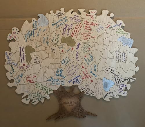HAVOLY Personalized Wooden Tree Puzzle Wedding Guest Book Alternative | Custom Engraved Sign in Book Great For Anniversaries, Birthdays, Quinceaneras, Bar/Bat Mitsvahs, Family Reunions, & All Events - Image 3