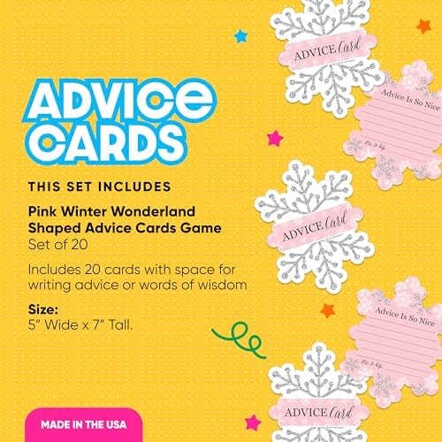 Big Dot of Happiness Pink Winter Wonderland - Wish Card Holiday Snowflake Birthday Party and Baby Shower Activities - Shaped Advice Cards Game - Set of 20 (Pack of 2) - Image 2