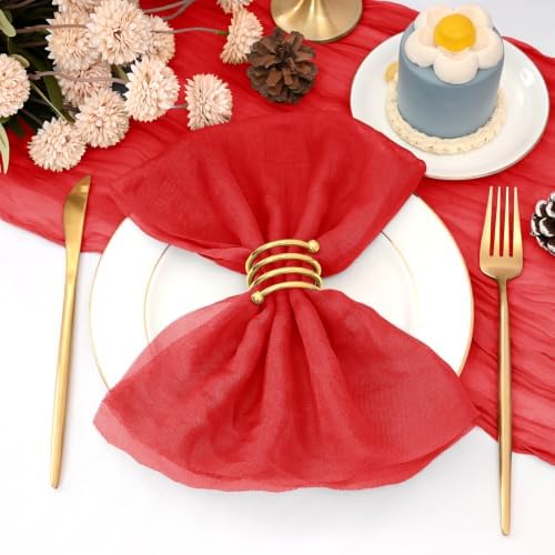 60Pack Red Cheesecloth Napkins Rustic Boho Gauze Napkins 20"x20" by REWOMC