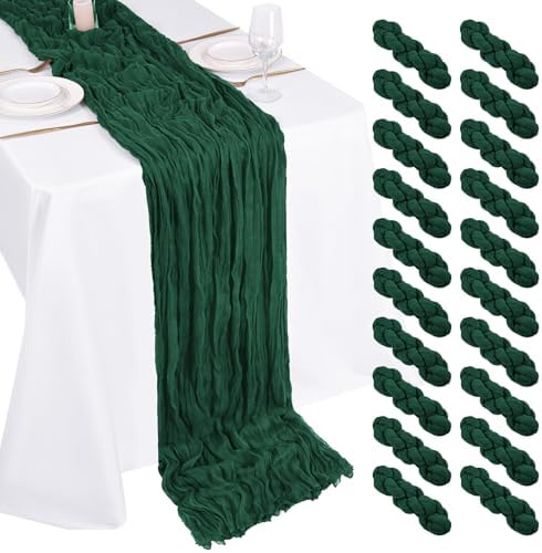 20 Pack Cheesecloth Table Runner - 17x108 Inch Emerald Green Boho Gauze Cheese Cloth Table Runners for Baby Bridal Shower Decoration Wedding Party Summer Garden Farmhouse by Unknown
