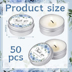MTLEE 50 Pcs Wedding Candles Gift Favors for Guests 1 Oz, Blue Flowers - Image 3