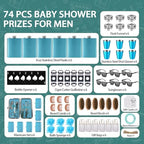 Baby Shower Prizes for Men 6 Set with 8oz Stainless Steel Hip Flask Bottle Opener Manicure Kit Bath Sponge Sunglasses Gift Bag Baby Shower Game Prizes for Winner Bachelor Party (Blue, 6 Sets) - Image 3