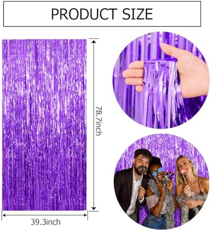 20 Pack Purple Backdrop Tinsel Streamers Foil Fringe Backdrop Halloween Party Decorations Purple Backdrop Curtain Birthday Graduation Bachelorette Christmas New Year Party Decorations - Image 7