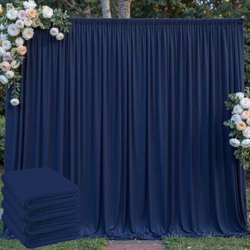 20 ft x 10 ft Wrinkle Free Navy Blue Backdrop Curtain for Parties,Polyester Photo Backdrop Drapes, Thick Background 4 Panels 5ft x 10ft for Baby Shower Wedding Birthday Party Backdrop Stand by Outpain