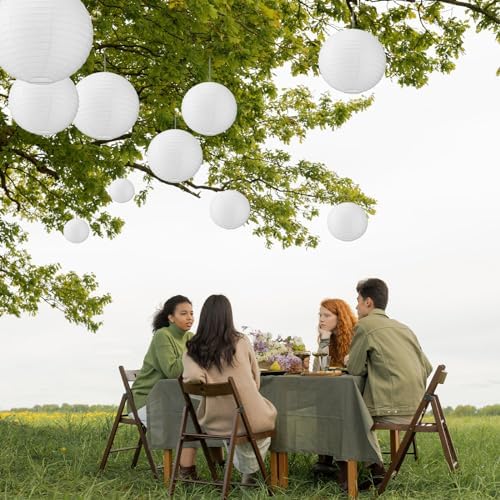 Treela 30pack White Chinese Paper Lanterns for Wedding Party Decor, 12" - Image 5