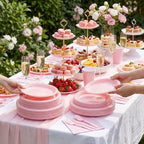 MirthMood 350pcs Pink Plates Disposable,Pink Plastic Plates for Party - Image 4
