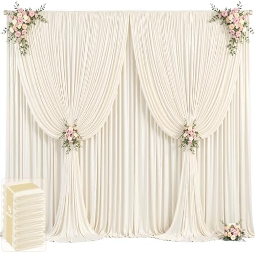 40ft x 12ft Champagne Backdrop Curtains Wrinkle Free Backdrop Curtain for Wedding Parties Fabric Backdrops Drapes Back Drop Cloth Bridal Shower Stage Curtains Wedding Decorations for Reception by Tao-GePartyDecorations