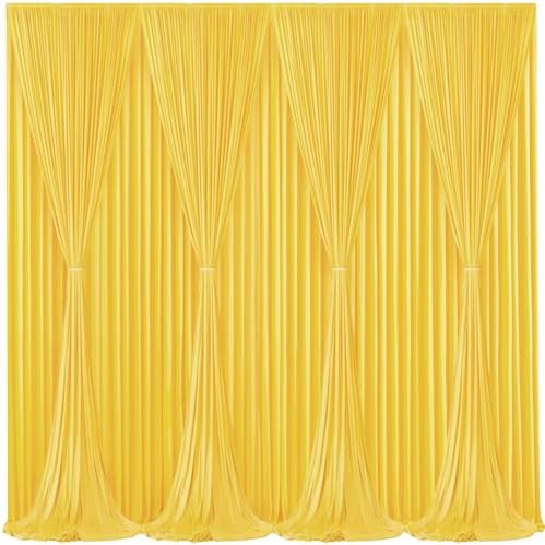 Yellow Backdrop Curtains-Wrinkle-Free Polyester Photography Drapes Party Curtain Background for Baby Shower Wedding Decorations- 32 X10FT (Yellow) - Image 2