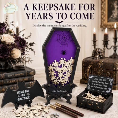 Halloween Wedding Guest Book Personalized Coffin Keepsake Frame - Image 5