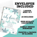 Amanda Creation Custom Baby Shower Invites Boy Snowflake Baby Shower Invitation 20 5x7 Custom Personalized Winter Invites With Envelopes - Image 6
