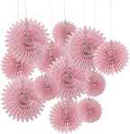 Fun Express Dusty Rose Hanging Tissue Paper Fans - 12 Piece by FunExpress