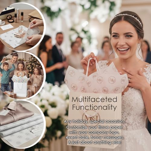 COACO Personalized Tissue Paper, Your Custom Design, Logo, or Text, Great for Holiday or Special Occasion, Small Business Packaging or Gift Wrapping, 20, 30, 50, or 100 Count, White (18"x15") - Image 3