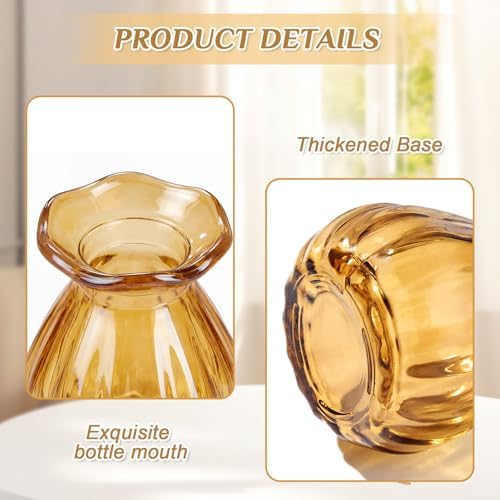 12 Pieces 3.5 Inch Glass Bud Vase Mini, Amber - Image 5