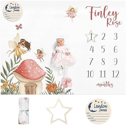 Personalized Baby Milestone Blanket for Boys Girls Baby Month Blanket- First Year Calendar Monthly Growth Chart - CartoonPrint Halloween Birthday Gifts for Infant Todder(FixedSize) by Dyoart