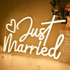 SYLHOME Just Married Led Neon Light Sign Heart Wedding Backdrop Wall Decor - Image 4