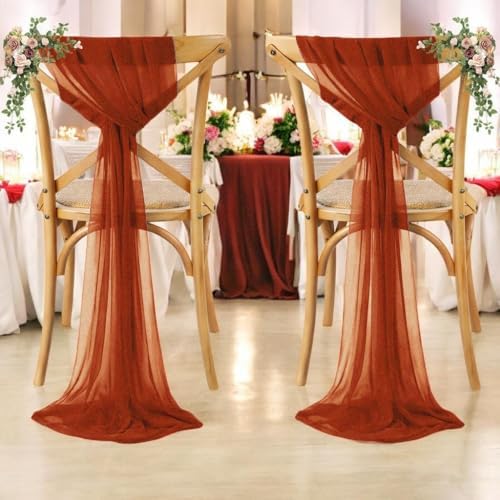 MDS Pack of 50 Chiffon Chair Sashes for Wedding & Event Décor - Terracotta - Image 6