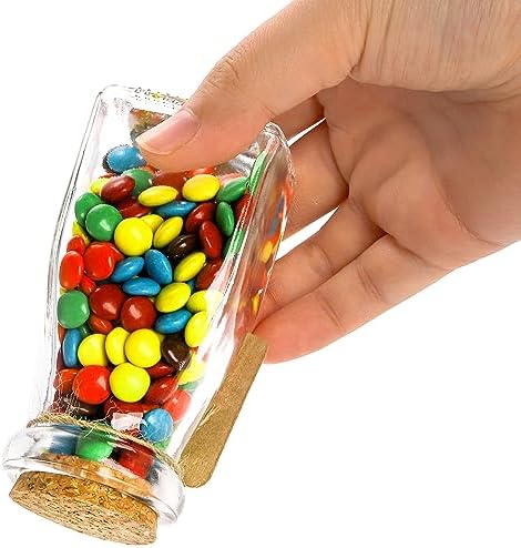 yarlung 30 Pack Glass Favor Jars with Cork Lids, 4 OZ Clear Small Candy Jars Set Square Decorative Bottles for Thanksgiving Gift, Christmas, Baby Shower Wedding Party Favor, Brown Labels and Strings - Image 4