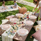 WDF 175Pcs Pink Plastic Plates - Pink and Gold Plates Disposable 25guest Plastic Dinnerware Ideal for Bridal Shower/Wedding/Baby Shower/Spring Party - Image 5