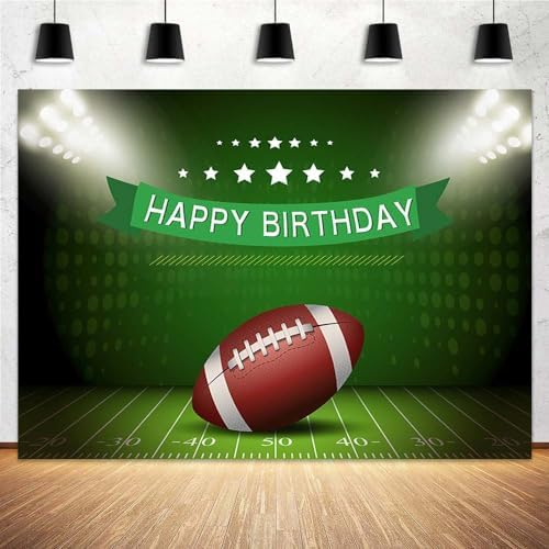 15X10ft Birthday Photography Backdrop, Football Happy Birthday Backdrop Football Birthday Photography Backdrop for Boy, Soccer Field Banner Photo Studio Background Decor by DRGILAU