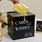 Black Acrylic Card Box with Slot & Lock, Gothic Wedding Card Boxes for Reception, Stylish Money Envelop Gift Cards Box for Party Wedding Engagement Bridal Shower Anniversary Table Decor - Image 3