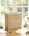 Wicker Wedding Card Box Basket with Slot, 10.2'' Hand-Woven Rattan by CORALMEE