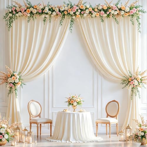 10x12ft Ivory Backdrop Curtain Panels for Parties - Wrinkle Free Polyester Photo Curtain Backdrop Wedding Back Drop Fabric Drapes for Party Decorations Background for Photography - Image 7