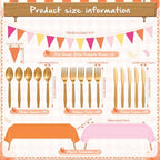 Mimorou 342 Pcs Pink Orange Yellow Party Supplies Pink and Orange Tableware Paper Disposable Plates Napkins Cups Plastic Tablecloth Triangle Banner for Fall Tropical Tequila Sunset Party Decorations - Image 4