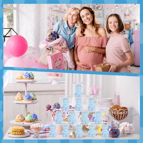 Hoolerry 30 Pcs Mini Bear Candle Baby Shower Party Favor Gift, Light Blue - Image 6