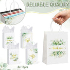Colarr 60 Pack Thank You Gift Bags with Tissue Paper Gold Thank You Paper Bags with Handles Greenery Gift Pouches for Wedding Birthday Baby Shower Party Favor Supplies,8.2 x 5.9 x 3.1 Inch (Greenery) - Image 2