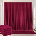 20ft×8ft Wrinkle Free Burgundy Backdrop Curtain for Parties, 4 Panels 5×8ft Soft Silky Polyester Wine Red Photo Backdrop Drapes for Wedding Birthday Christmas Photography Back Drop Cloth by ENJOYYOURPARTY
