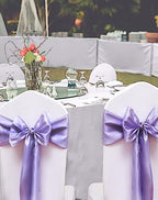 50 Pack Satin Lavender Chair Sashes for Wedding Birthday Graduation Baby Shower Party Hotel Meeting Decorations, Lavender Chair Bows for Banquet Chairs Folding Chairs Decor - Image 3