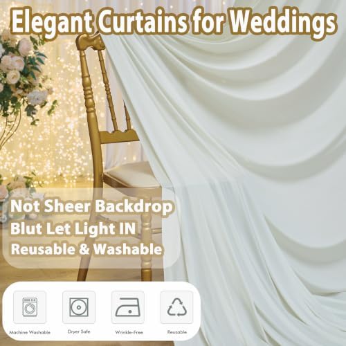 50×10 Ivory Backdrop Curtain for Wedding Party Decorations Wrinkle Free - Image 5