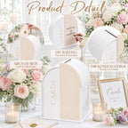 White Arched Wedding Card Box with Light Beige Standee & Erasable Pen - Image 4