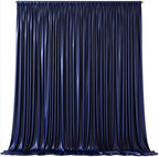 Navy Blue Satin Backdrop Curtains 4 Panels - Glitter Photo Drapes for Baby Shower, 20x10FT Shimmer Back Drop Cloth, Wrinkle Free for Birthday Party Prom Wedding Stage Background by WishCare