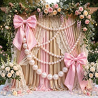 Kajaia 2 Giant Bows with 4 Pearl Garland Strands, 40 x 24 in, Pink, 2 Pcs - Image 5