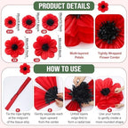 36 Pcs Paper Flowers for Party Decor, Red Poppy - Image 6