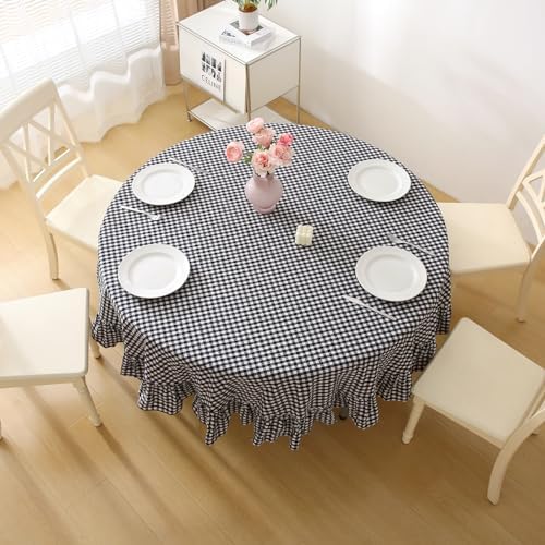 Black White Gingham Tablecloth Round Dia.70“ - Image 3