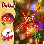 Hortsun 20 Set Paper Star Lanterns Lighted 3D,Red, Green, Gold, Silver - Image 4