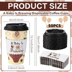 Jingmore 50 Set a Baby Is Brewing Coffee Cups Lids Straws Sleeves 16oz - Image 2