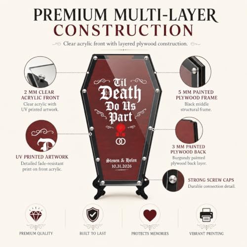 Custom Halloween Wedding Guest Book Alternative, Gothic Coffin Frame - Image 7
