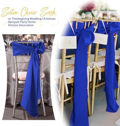 120 PCS Royal Blue Satin Chair Sashes, 7 x 108 Inch - Image 7